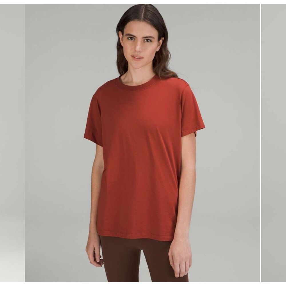Lululemon All Yours Cotton T-Shirt short sleeve in cayenne brown red size 6